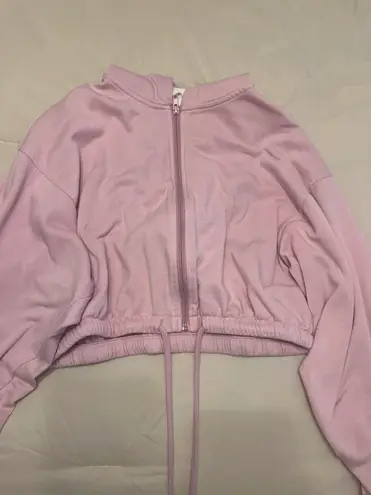 H&M Oversized Baby Pink Cropped Hoodie