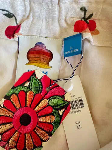 Farm Rio Cherry Print Linen Blend Skort, Size XL