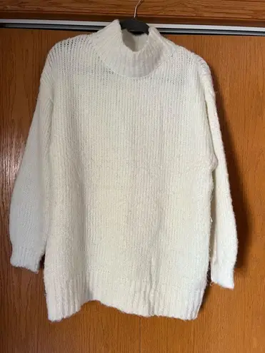 Molly Bracken  Fuzzy Sweater Cream Turtleneck sweater