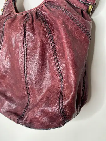 Fossil Vintage Hobo Boho Burgundy Leather Bag