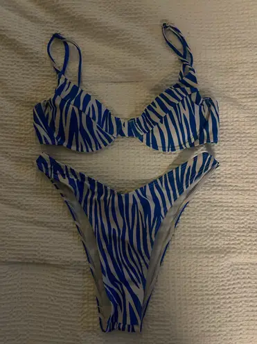 SheIn Blue Zebra Print Bikini Set