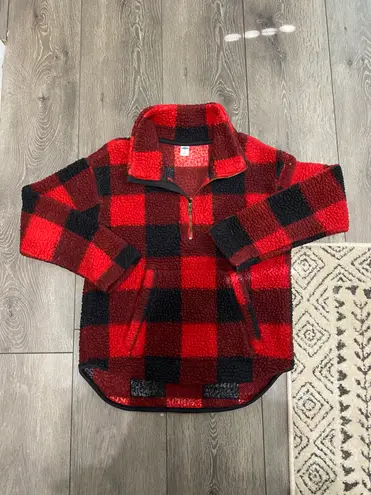 Old Navy Fuzzy 3/4 Flannel Zip Pullover