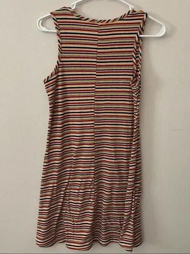 Can’t Miss Rainbow Stripe Ribbed Tank Dress Womens Size Medium
