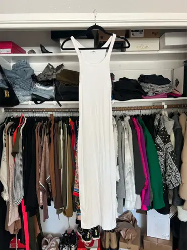 LNA skinny racerback tan top white bodycon midi dress M