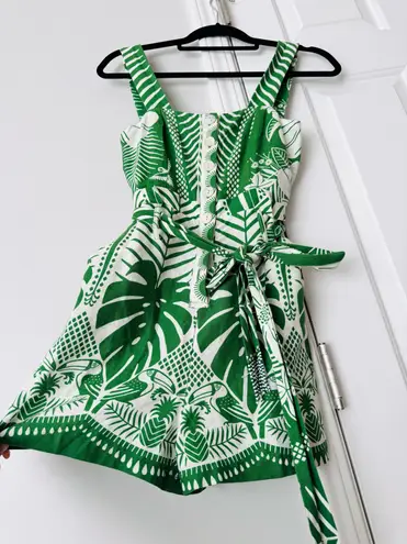 Farm Rio Macaw Elegance Linen Blend Romper, Size XXS