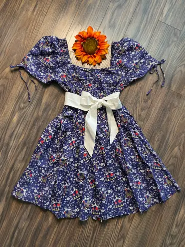 Unique Vintage NWT Retro Navy Mushroom and Rooster Dress LARGE