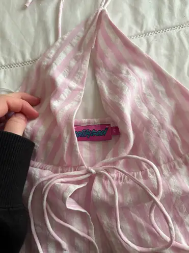 Edikted tie halter pink stripes top