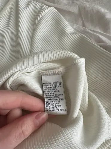 Allison Daley Vintage Ribbed White Short Sleeve Blouse