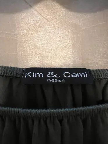 Kim And Cami Green off the shoulder shirt with tie in front
