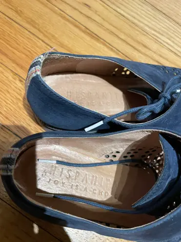 Hispanitas Laken Leather Breatheable Laser cutouts Coastal Cottage Western tie Perforated Wedges Derby Oxfords Tomboy Masc Espadrille