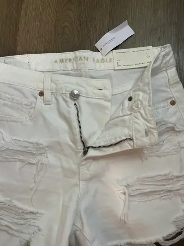 American Eagle White Distressed Jean Shorts