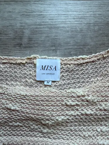 MISA Los Angeles Sofya Fringe Viscose Pullover Beige Sweater Size M
