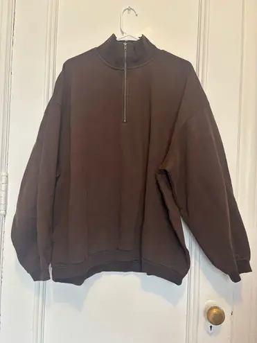 Lululemon SKIMS Boyfriend Fleece Slouchy Half Zip Pullover in Espresso - Medium thumbnail 2