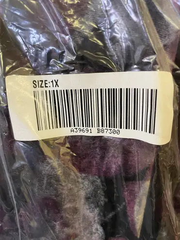 Denim & Co Vintage Velvet Button Down A39691 Purple NWT