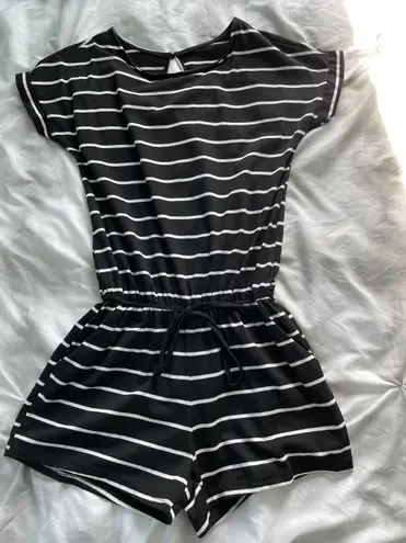 Black And White Striped Romper