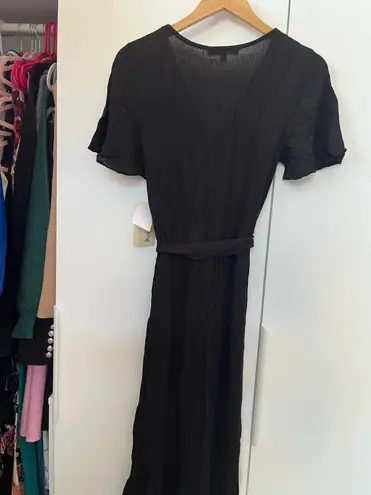 Rewind  Dress Black Faux Wrap Dress Linen - Image 5