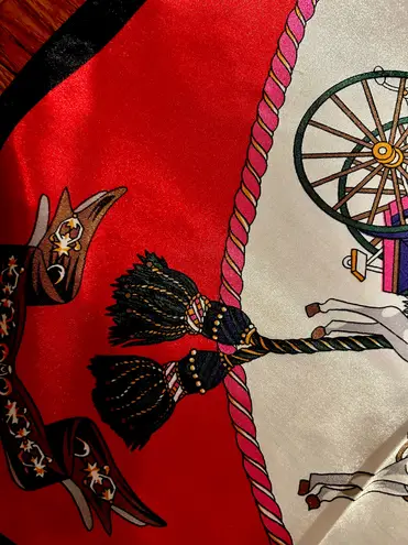 Vintage Royal EQUESTRIAN Horses and Carriages oversized square Silky Scarf 35/35 Multiple