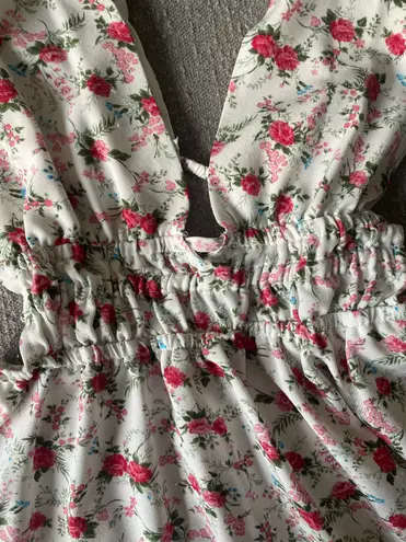 Floral Open Back Low Cut Summer Dress Size XS White