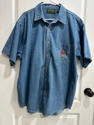 Vintage ATL Blue Denim 1996 Atlanta Summer Olympics Casual Button Down Shirt XL