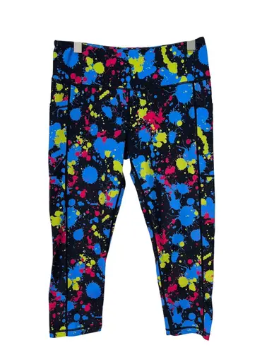 Constantly Varied Gear CVG Leggings Women's Large Paint Splatter Workout Cropped Black