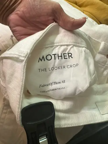 MOTHER Denim The Looker Crop White Jeans