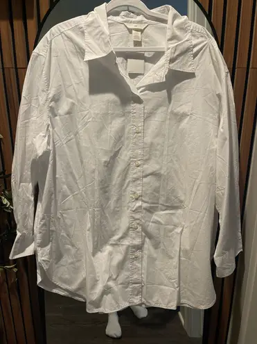 H&M Oversized White Cotton Button Down Shirt - Image 1