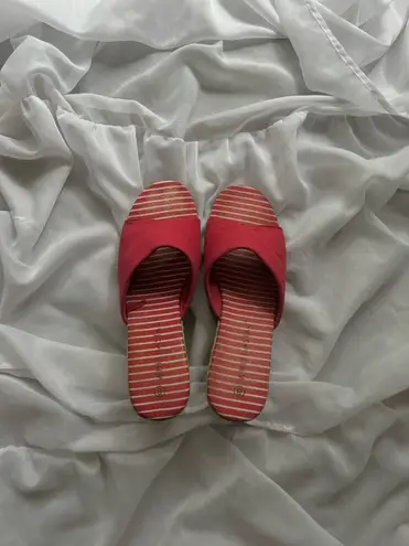 White Stag Stripped Open Toe Wedge Sandals