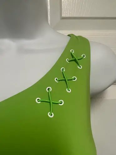 Perfect Goddess Lime Firm Ab Fitness One Shoulder Sports Bra