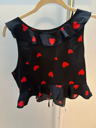 Shein Black and Red Heart Crop Top Size 0X