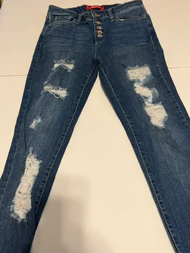 Dollhouse Jeans Women Junior Size 3 Button Fly Distressed Straight Leg