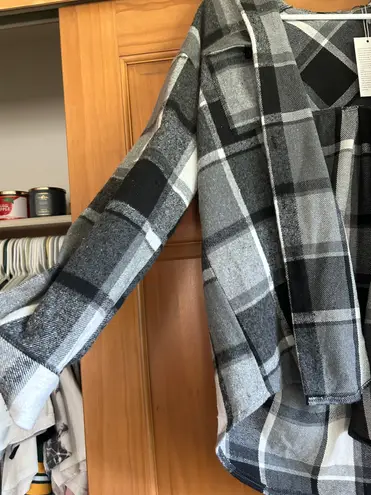 Black And White Checked Flannel Gray Size L