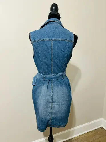 Love Tree New! Belted Button Up Denim Mini Dress Size M