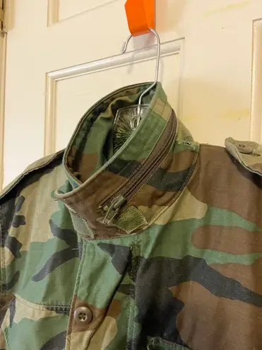 Authentic United States Army camouflage fatigues patriotic jacket coat zip up Green Size L