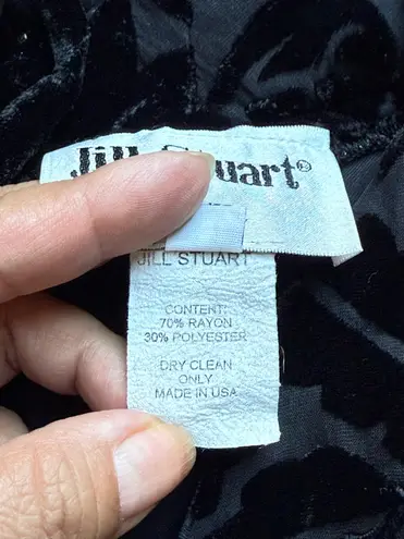 Jill Stuart Vintage Floral Velvet Spaghetti Strap Slip Black Dress Size 4