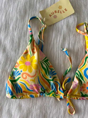 Aurelle Swim NWT Marseille Tie Front Bikini Top