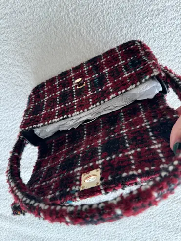 ANINE BING Nico Plaid Red Purse