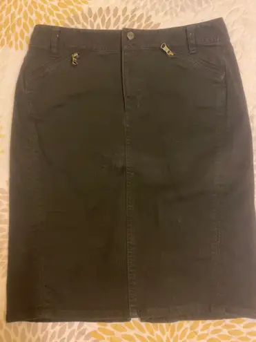 Ralph Lauren Lauren  Black Denim Pencil Skirt Knee Length Zip Pockets Sz 6