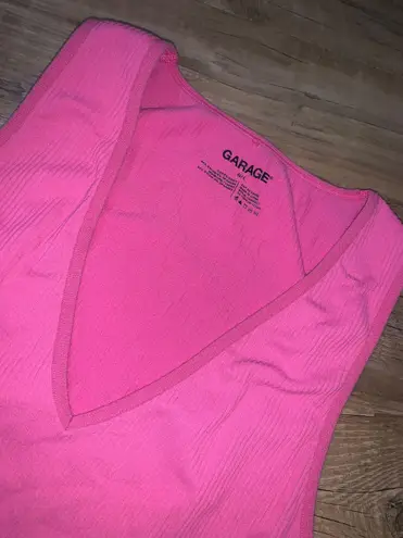 Garage hot pink plunge crop top