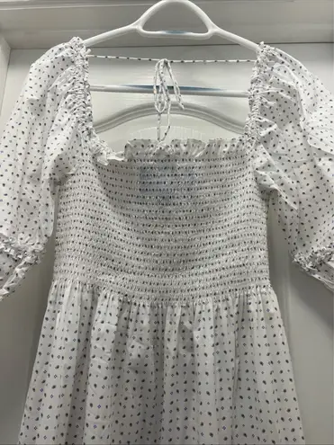 Hill House Home The Nap Dress Ellie Blue Micro Floral Cotton Smocked S