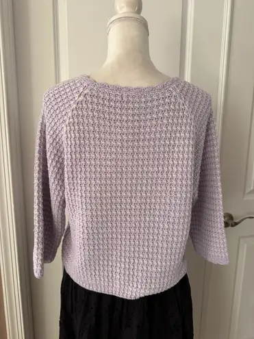 Minnie Rose Cotton Cropped 3/4 Sleeves Crewneck Sweater