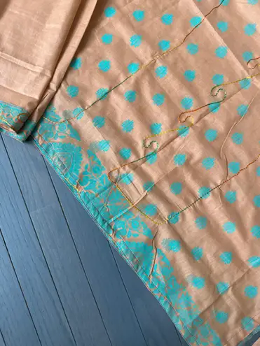 Indian Pakistani 3 Piece Embroidery Printed Light Brown Shalwar Kameez Sz M Size M