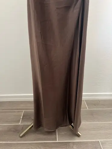 House of Harlow 1960 Brown Satin Maxi Dress