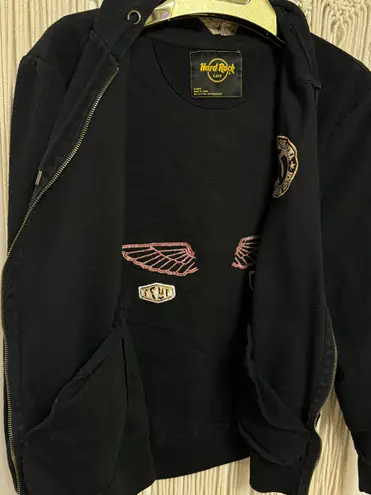 Hard Rock Cafe Vintage World famous Vienna Anti-established embroidered Zip hoodie jacket Size X-
