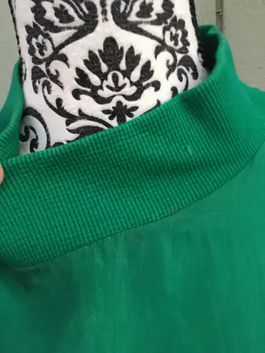 Vintage 80s Kelly Green Gingerfield Silk Two Piece Outfit Turtleneck Skirt S