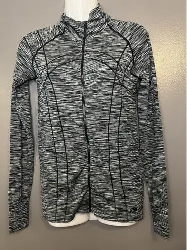 Marika Jacket Womens Small Black White Space Dye Full Zip Athletic Running