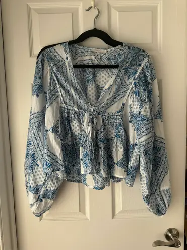 Olivaceous Beachy Flowy Blouse Top