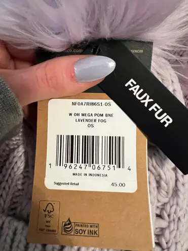 The North Face  Lavender Faux Fur Beanie 