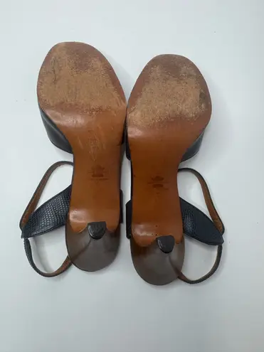 Bally Navy Blue Leather Heels Size 6D Black