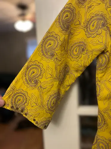 Unbranded Women's XL Yellow Paisley Casual Relaxed Fit Ethnic Kurti Top Blouse