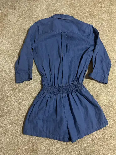 Victoria's Secret Victoria Secret Long Sleeve Blue Button Down Romper